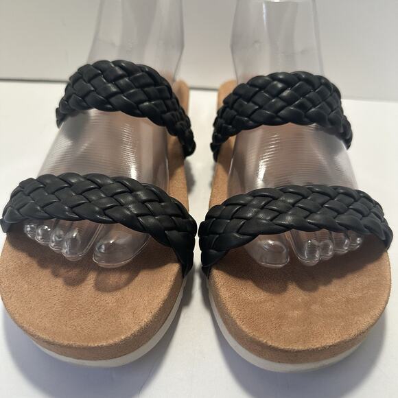 Black Double Braid Strap Sandals US 8.5 Comfort Cliffs By White Mountain - Picture 6 of 6